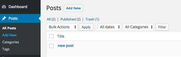 filter posts list subsubsub quicklinks